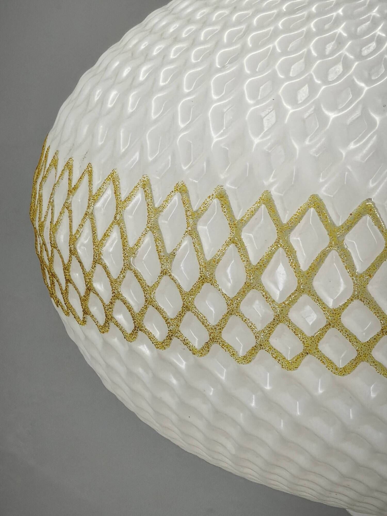 Czechoslovak Opaline Glass and Gold Pendant Light, 1970s