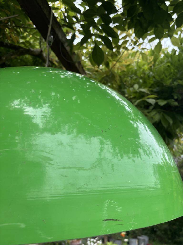 Green metal industrial pendant light