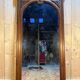Large walnut mirror from the Art Deco period.