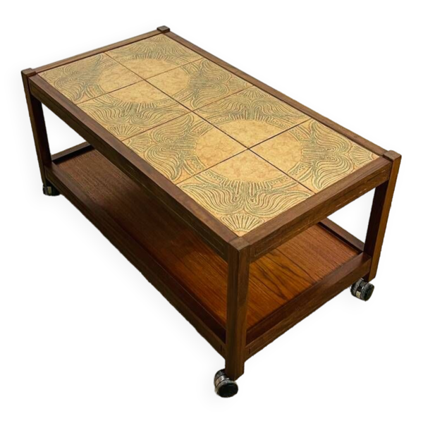 Table basse scandinave en bois et céramique