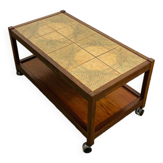 Table basse scandinave en bois et céramique