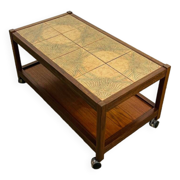 Table basse scandinave en bois et céramique