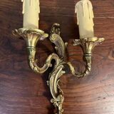 Pair of duo bronze wall lights