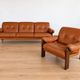 Vintage Swedish mid-century 3 person sofa in cognac leather, 1970s