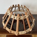 Large wooden and rope pendant light