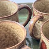 Set of 4 glazed ceramic coffee cups, circa 1970