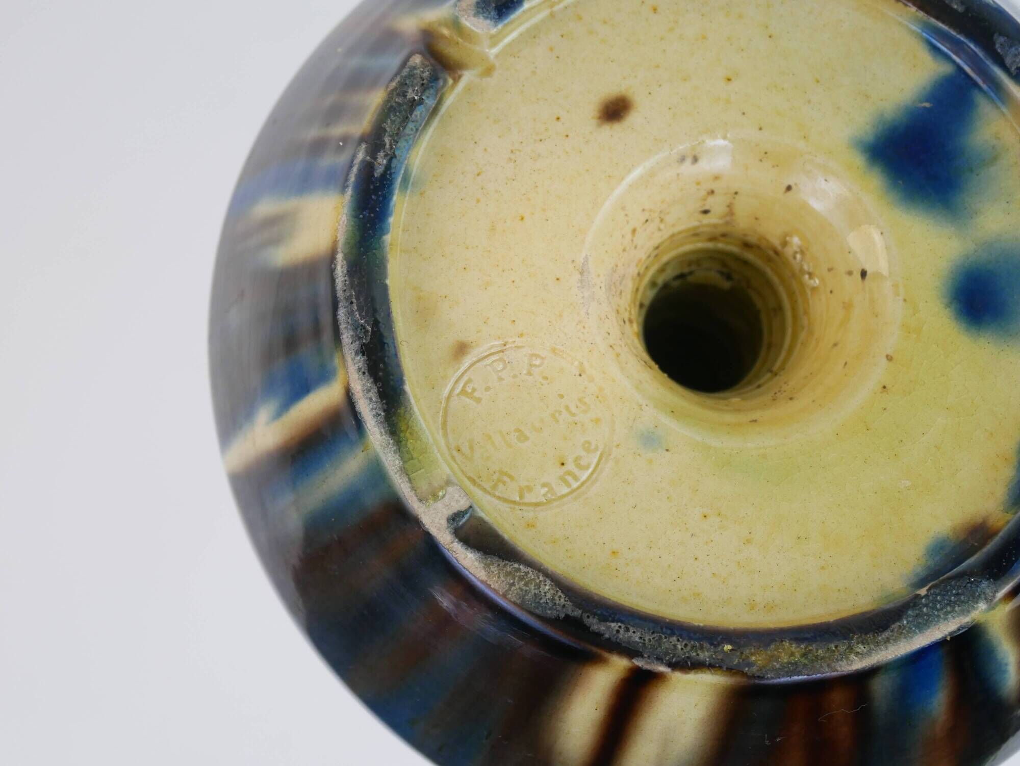 Impressive Vallauris ceramic candle holder signed FPP Vallauris France