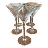 Shaker and five cocktail glasses