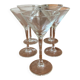 Shaker and five cocktail glasses