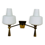Double opaline and brass wall light from the 50s, lunel, arlus