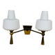 Double opaline wall light and brass from the 1950s, Lunel, Arlus.