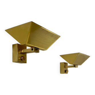 Pair of vintage wall lights, brass, Italy 1970