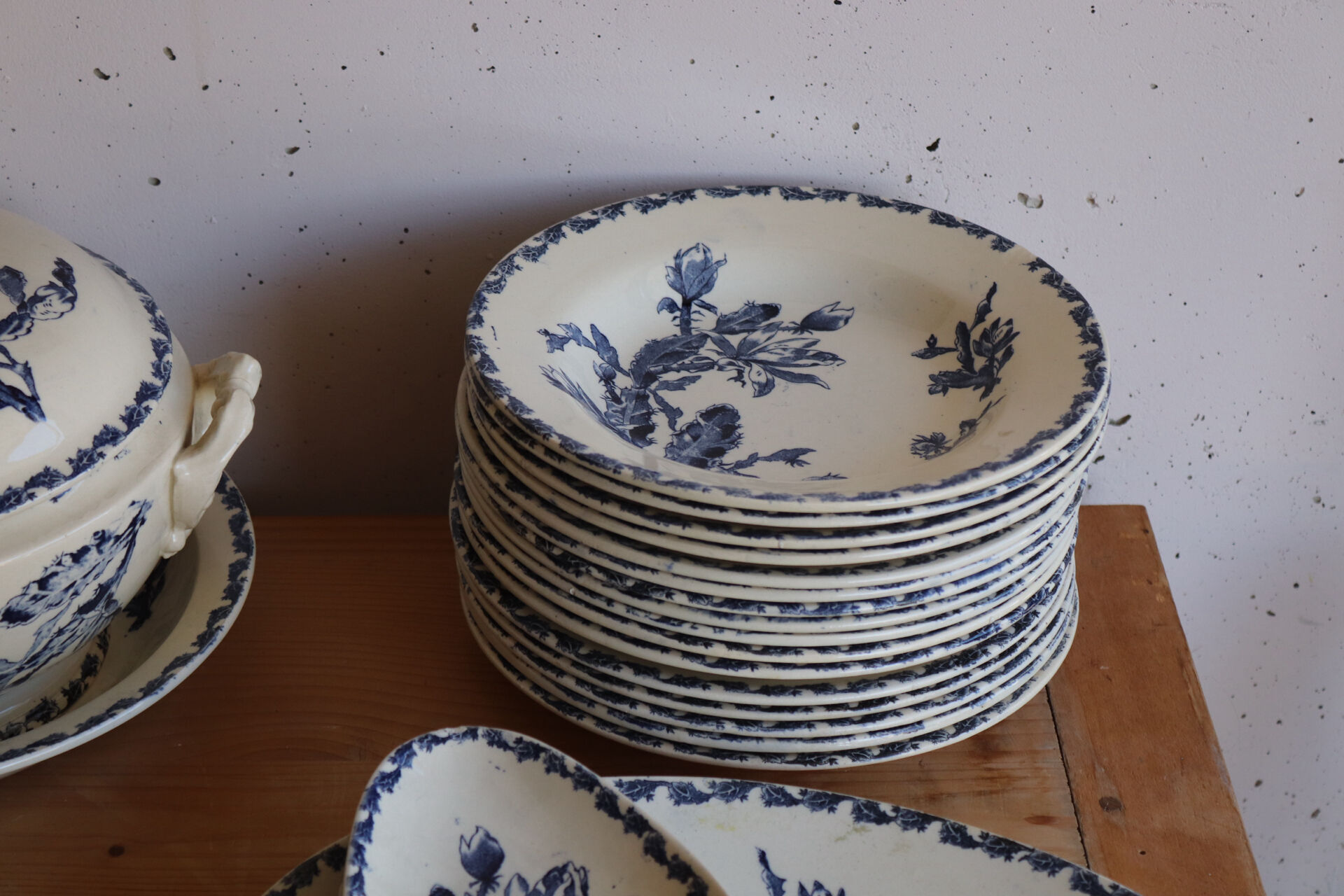 antique Gien service model Cactus in earthenware
