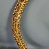 Round frame nineteenth century gilded stucco wood diameter 51 cm foliage 42.8 cm SB