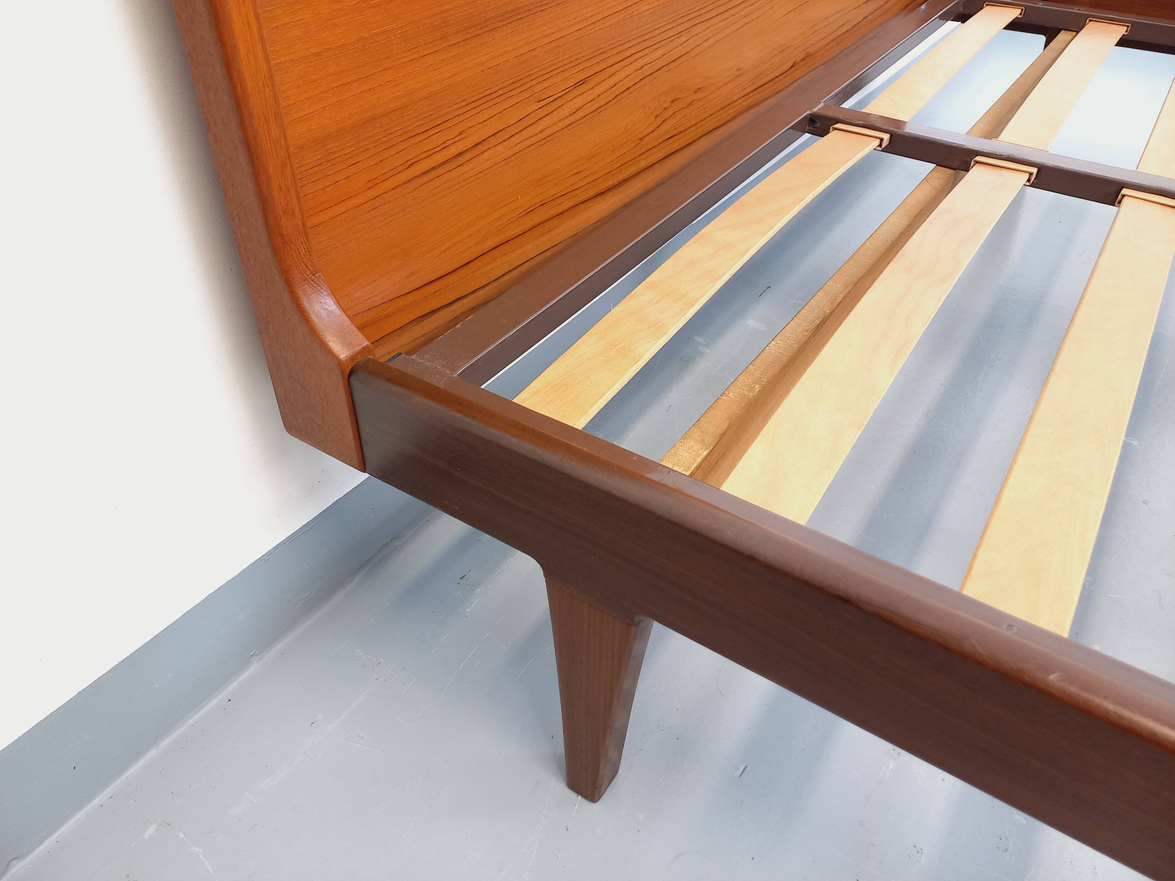 Carlström & Co vintage Scandinavian teak double bed from the 1960s