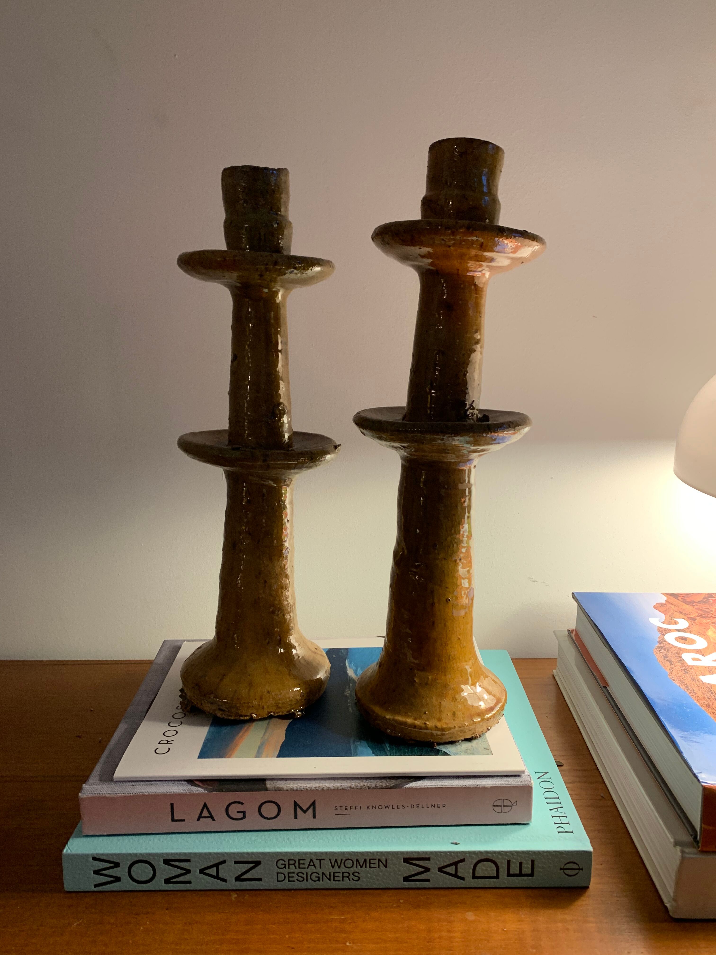 Pair of large tamegroute candle holders