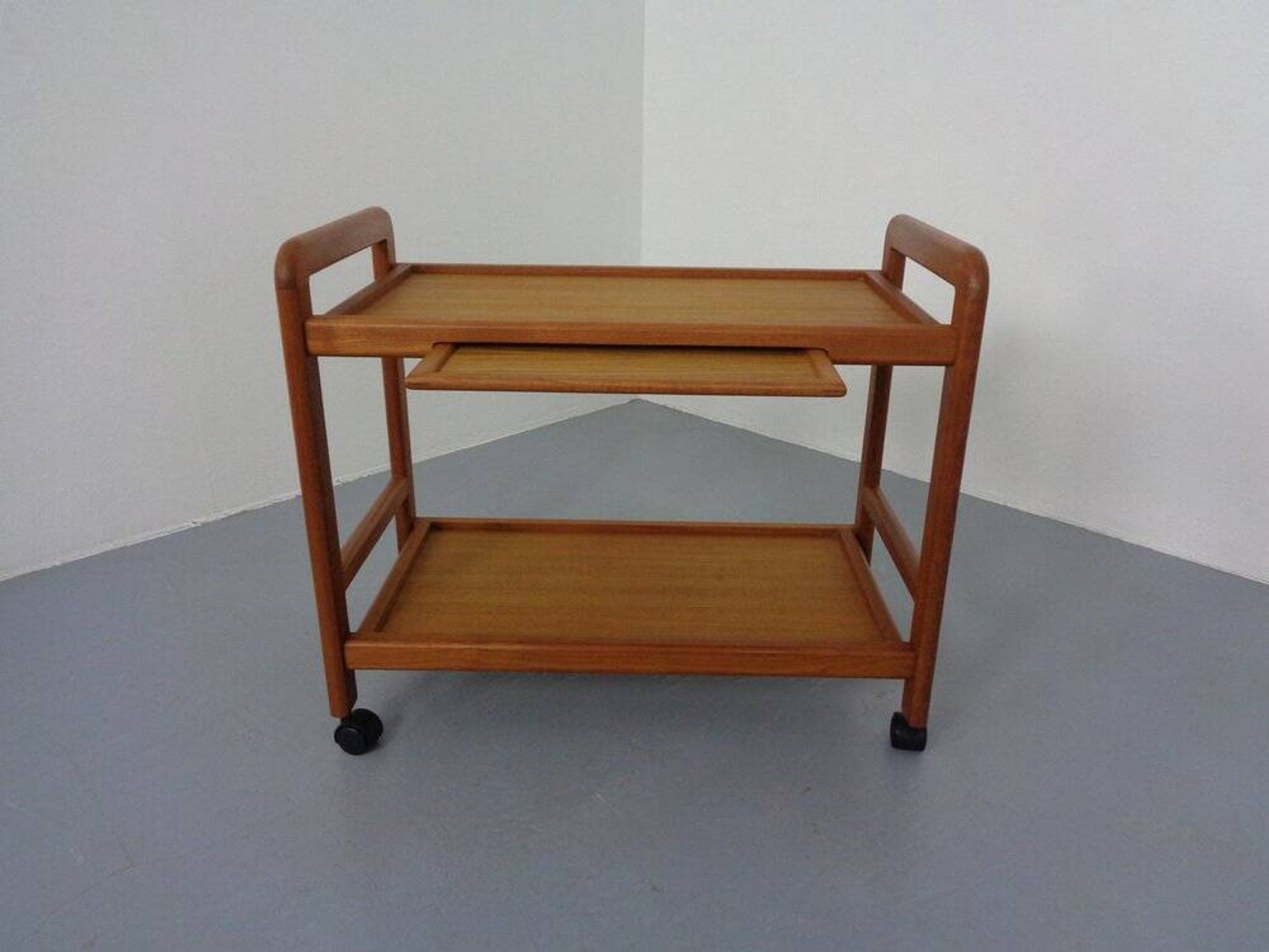 Danish Teak Bar Cart with Removable Tray, 1960s