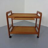 Danish Teak Bar Cart with Removable Tray, 1960s