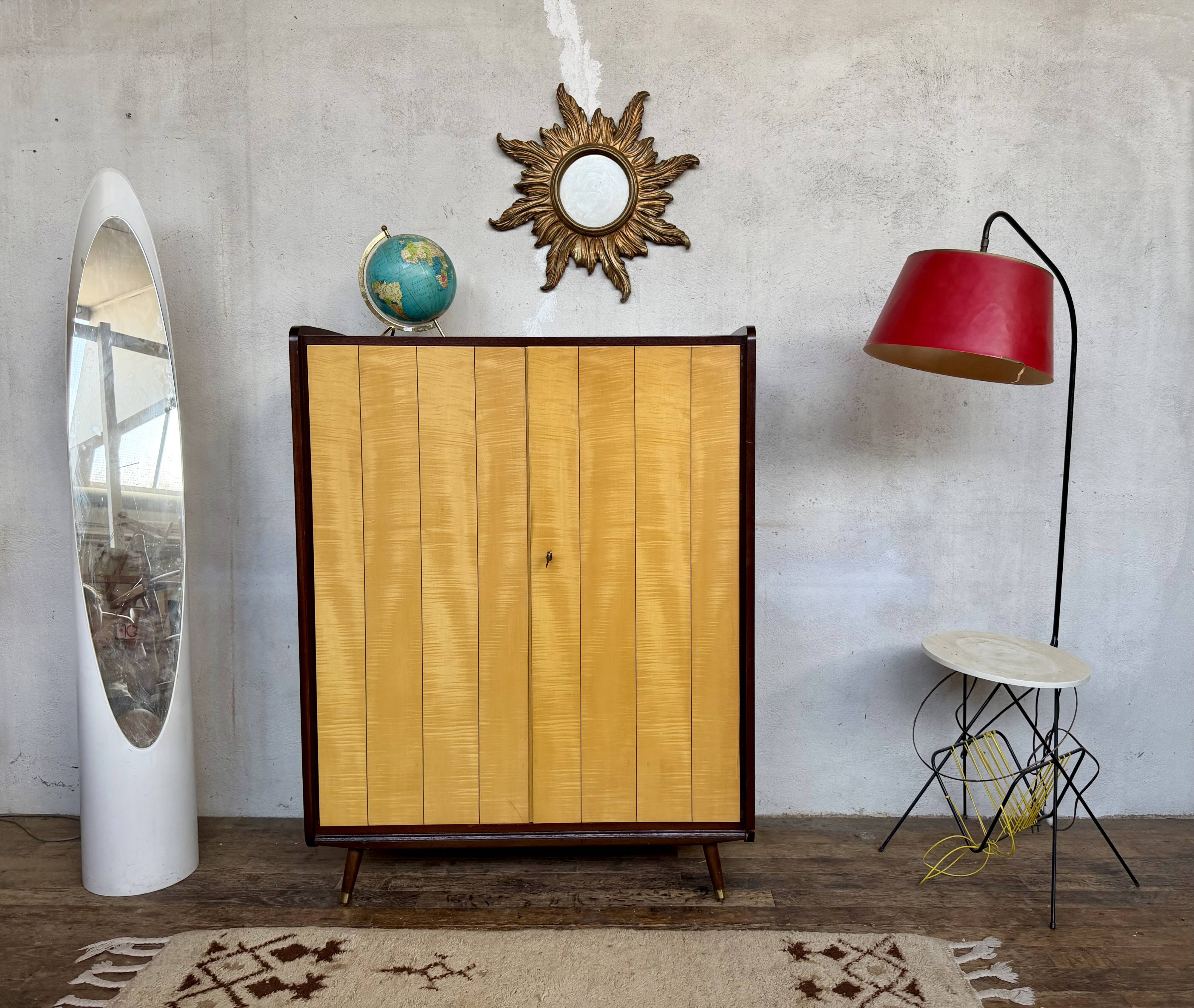 Vintage two-tone wardrobe – Tapered legs – 1960s Scandinavian style