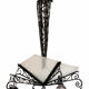 Lustre Art Déco fer forgé — vasque verre martelé & 6 tulipes givré