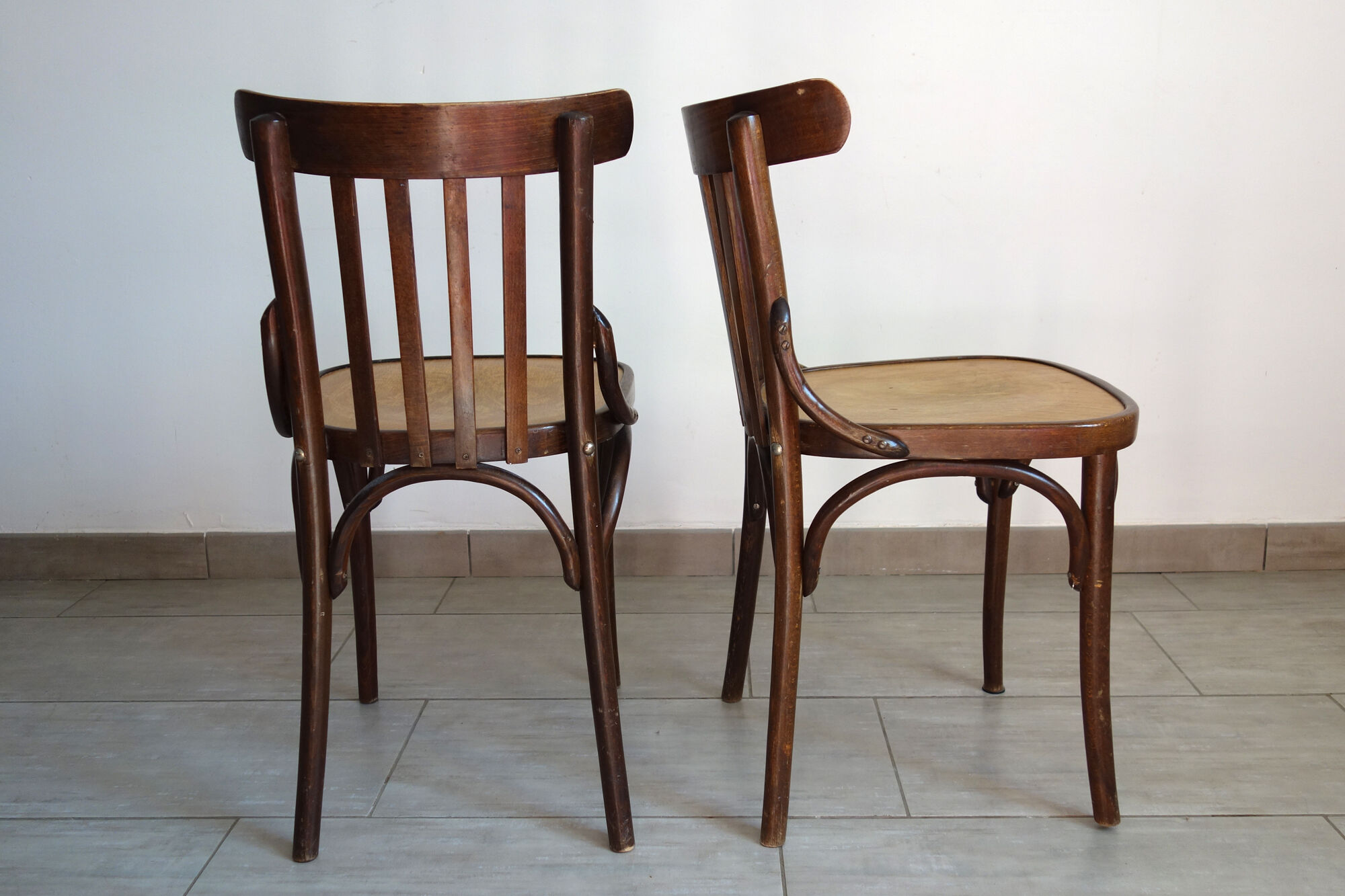 Pair of bistro chairs pattern flowers