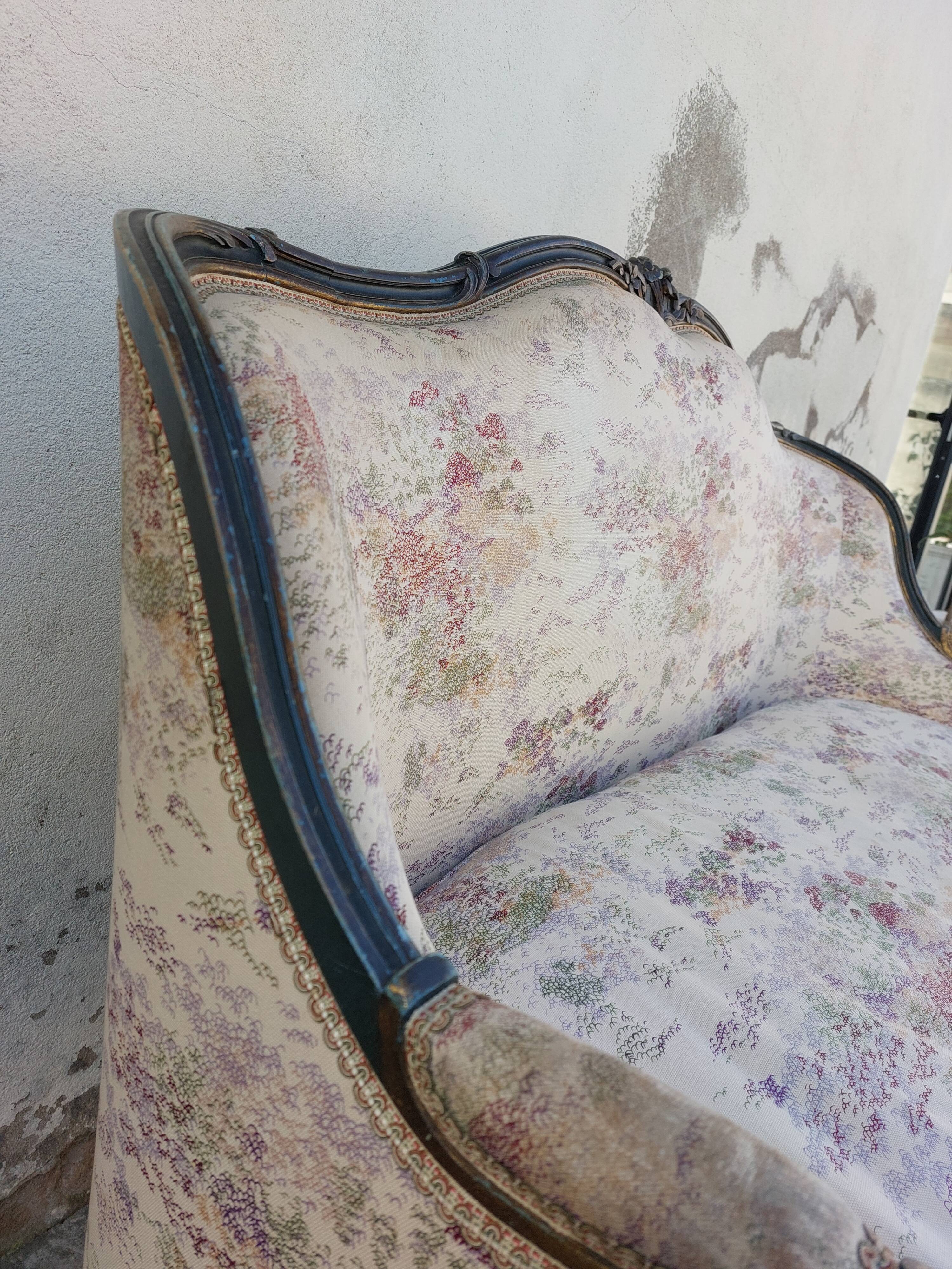 Sofa bench louis XV carved basket