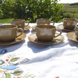 Set of 6 stoneware cups and saucers