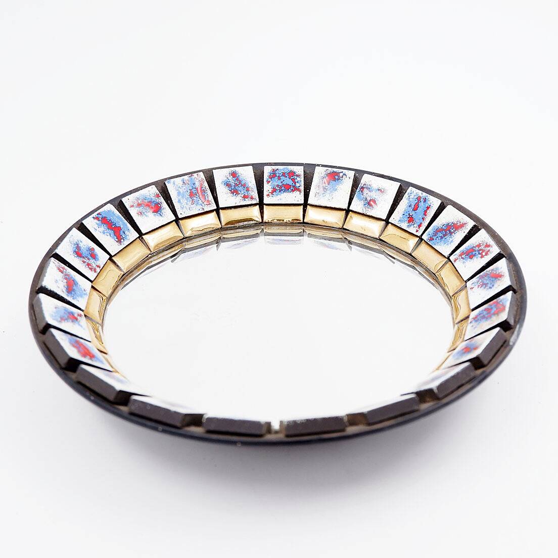 Round ceramic wall mirror, Belgium, 1970