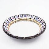 Miroir mural rond en céramique, Belgique, 1970