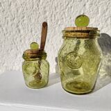 Mustard pot & blown glass jar Yellow "BIOT"