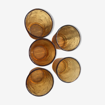 Set of 5 opaque ochre glasses