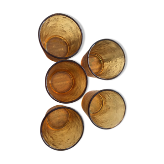 Lot de 5 verres opaque ocre