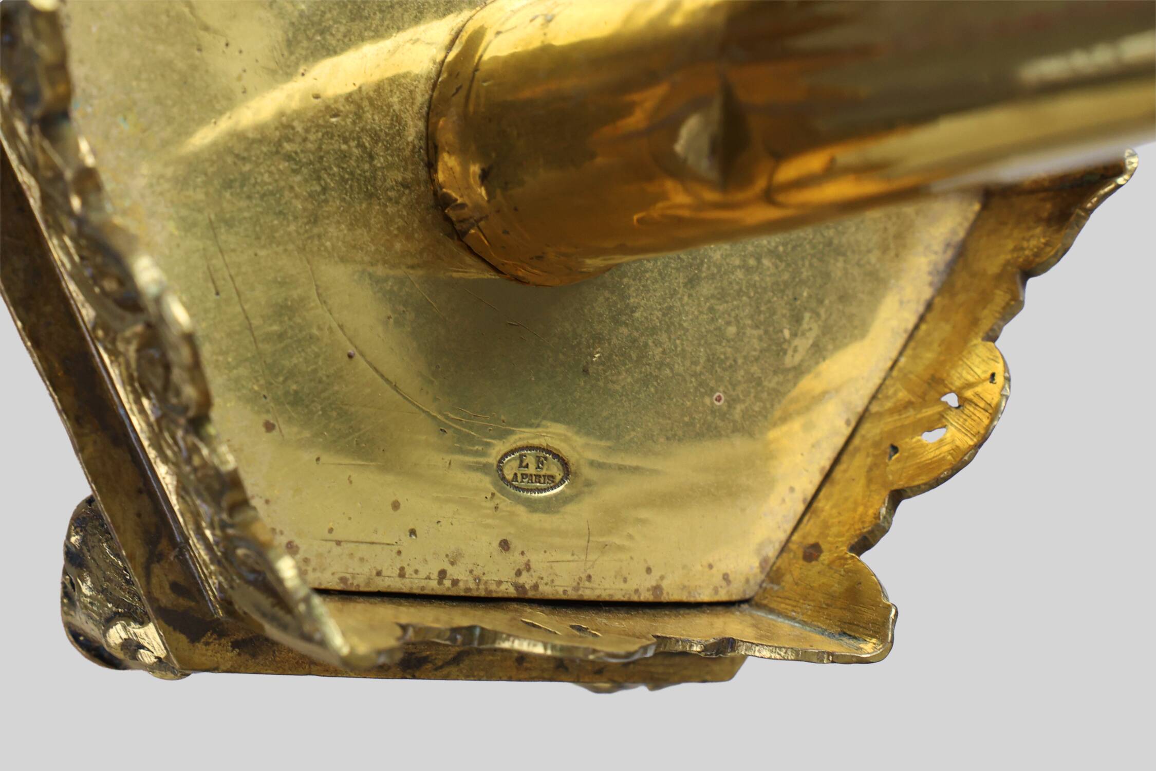 Neo‑Gothic Copper Church Candleholder Stamped “LL A Paris”, France ca. 1880