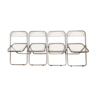 Four Plia folding chairs by Giancarlo Piretti edited by Castelli