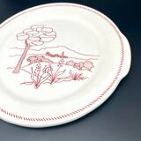 Gien serving dish with handles, burgundy landscape pattern - fcsv9
