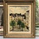 Old painting oil painting landscape of an old town square, signed A.Lemaire, framed.