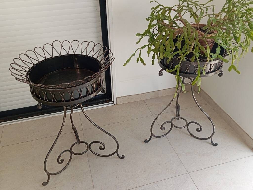 Pair of wrought iron planters