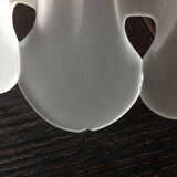 Pair of pendant lamps bell in frosted glass style art deco