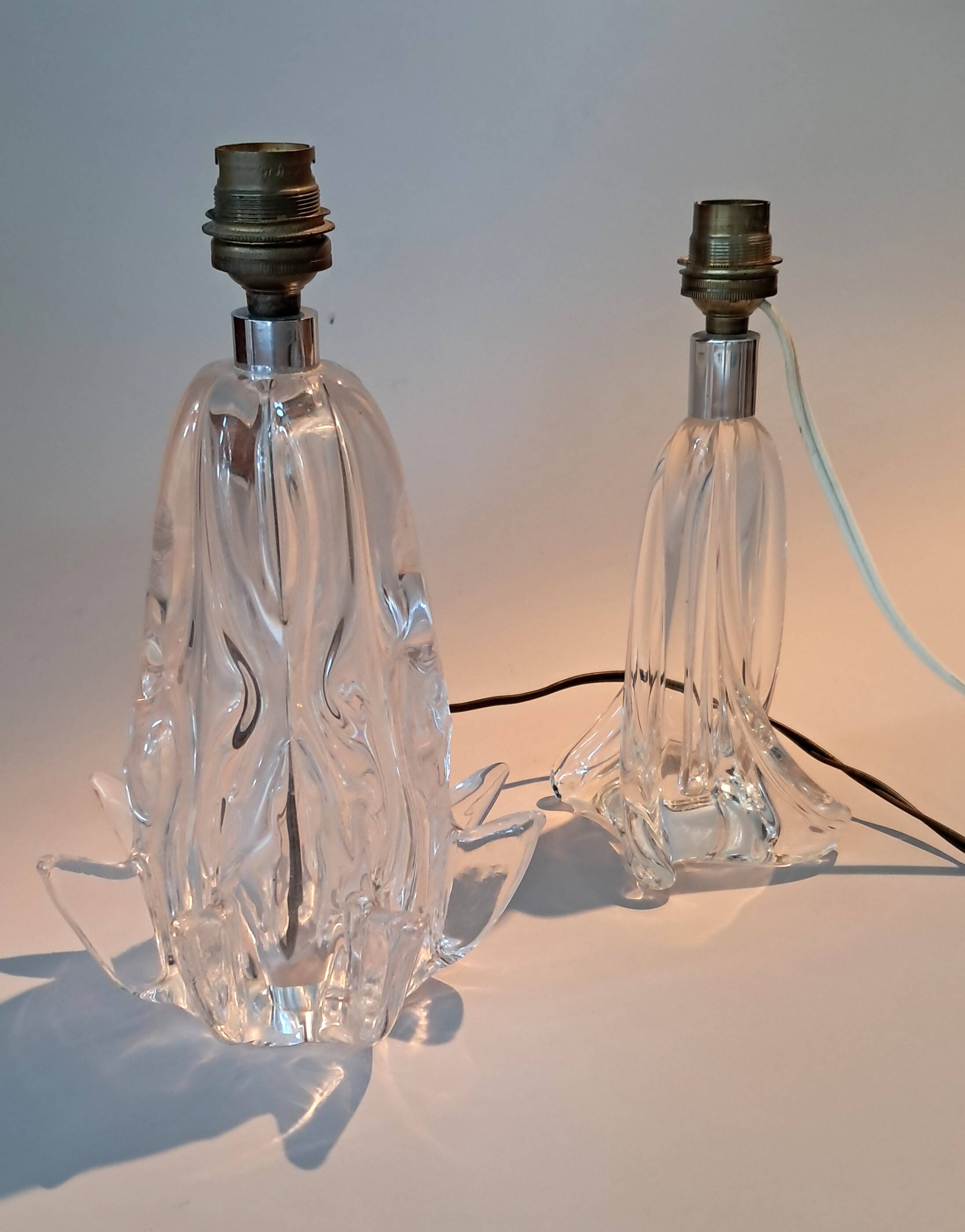 Pair of crystal lamps, France 1940/1950.