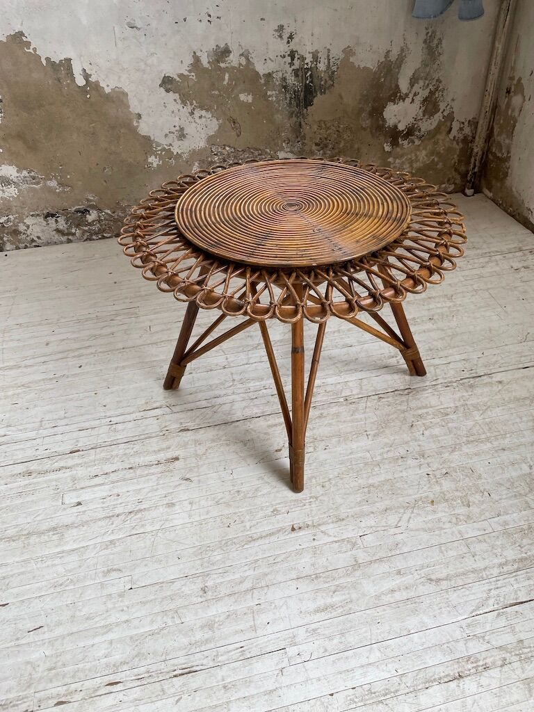 Rattan “sun” coffee table