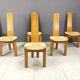 Vintage hich back wicker dining chairs, set of 6 - 1960s