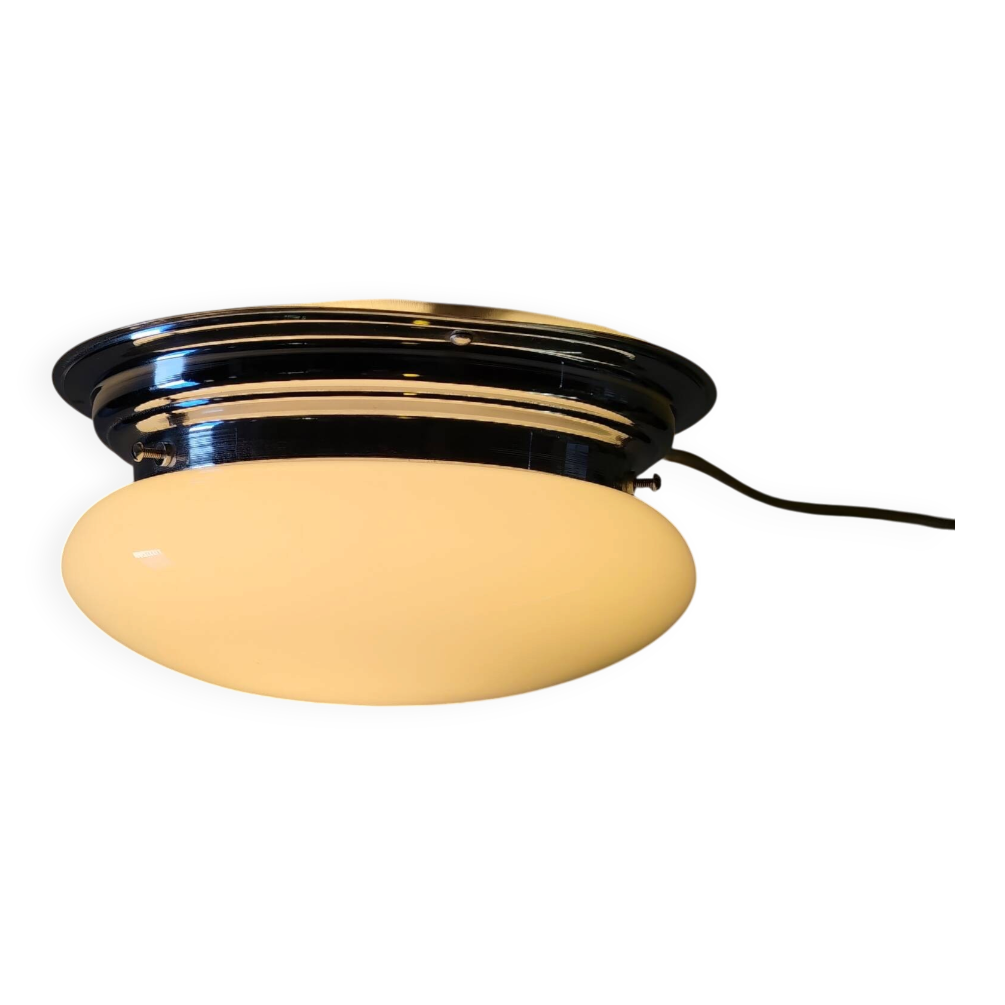 Bauhaus ceiling light or wall lamp with opaline globe and chrome metal - mid 20th century.