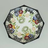 octagonal art deco BOWL footed bowl schramberg majolika 1920s hand-painted decor