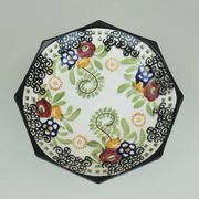octagonal art deco BOWL footed bowl schramberg majolika 1920s hand-painted decor
