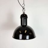 Black Enamel Industrial Pendant Lamp from AEG, 1930s