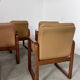Lot 6 chairs armrests vintage 70s Scandinavian design leather and wood
