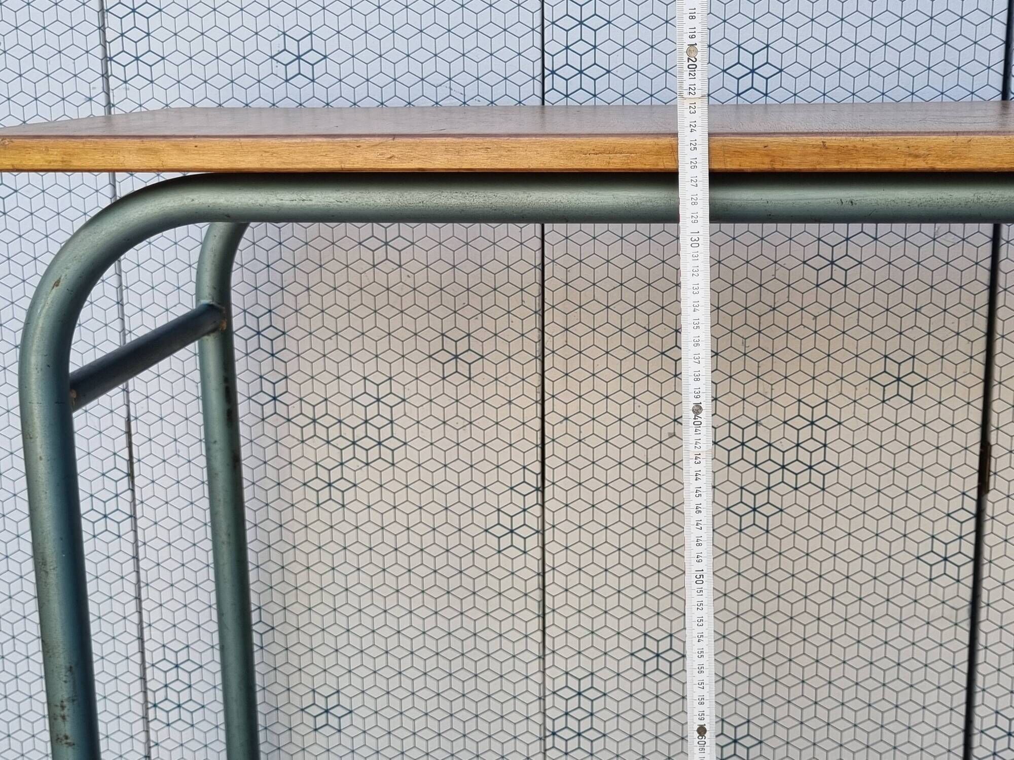 Vintage wooden and metal school desk