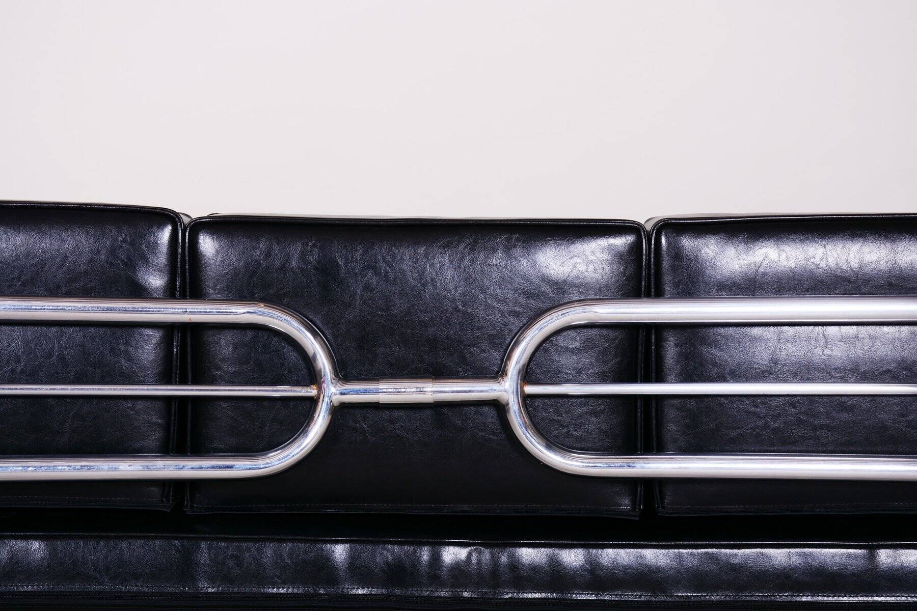 Bauhaus Sofa in Chrome and Leather by Hynek Gottwald, Czech, 1930s