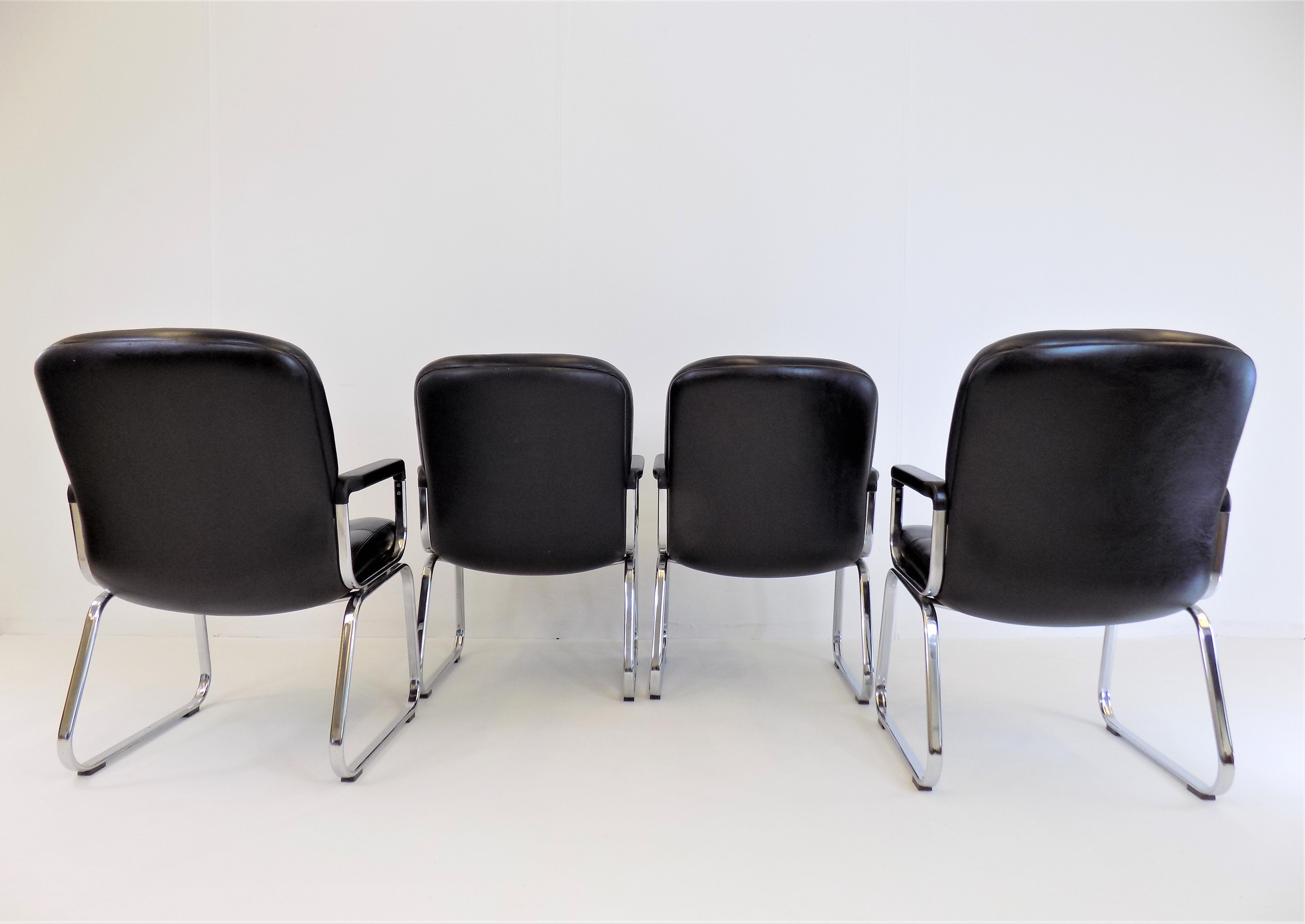 Set of 4 leather office chairs by Grahl
