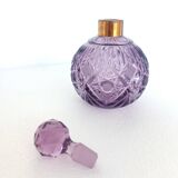 Flacon de parfum en cristal taillé à la main et laiton, couleur lilas, Italie